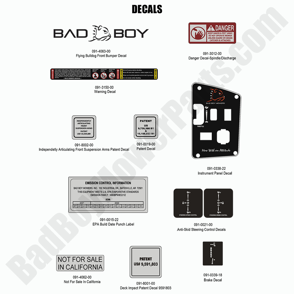 2802 - Bad Boy Mower Parts Lookup > 2022 > Maverick > Decals - 1